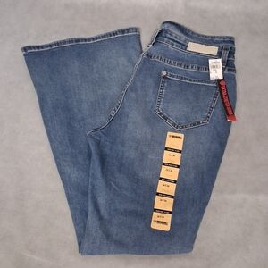 Rock & Roll Cowgirl Blue Jeans Women's 34x34 High Rise Flare Light Button NWT